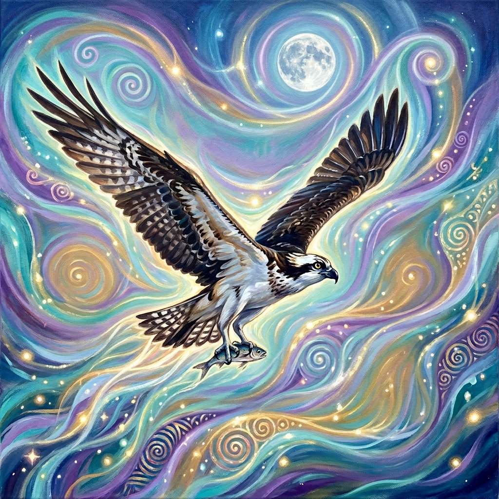 Eagle carrying a fish beneath a moon, with “REIKI HEALING” text